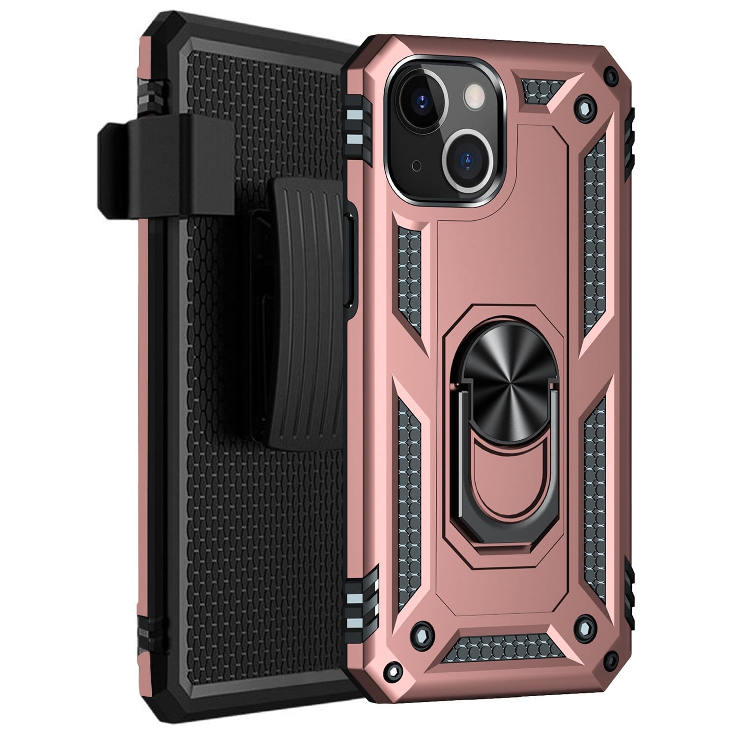 Rose Gold Apple iPhone 13 Mini Case - Kickstand Series with Belt Clip