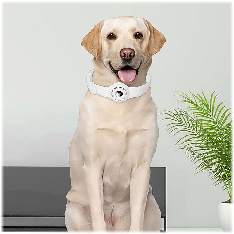Adjustable Silicone Dog Collar for Apple AirTag (Large Dogs) - White