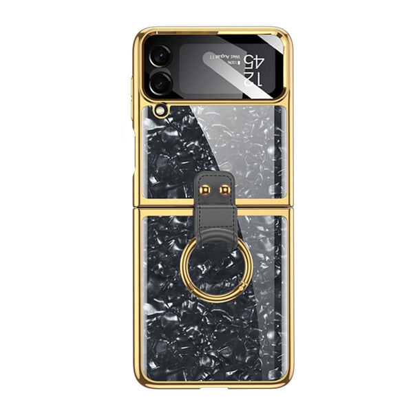 Marble with Ring Case for Samsung Galaxy Z Flip4 - Black