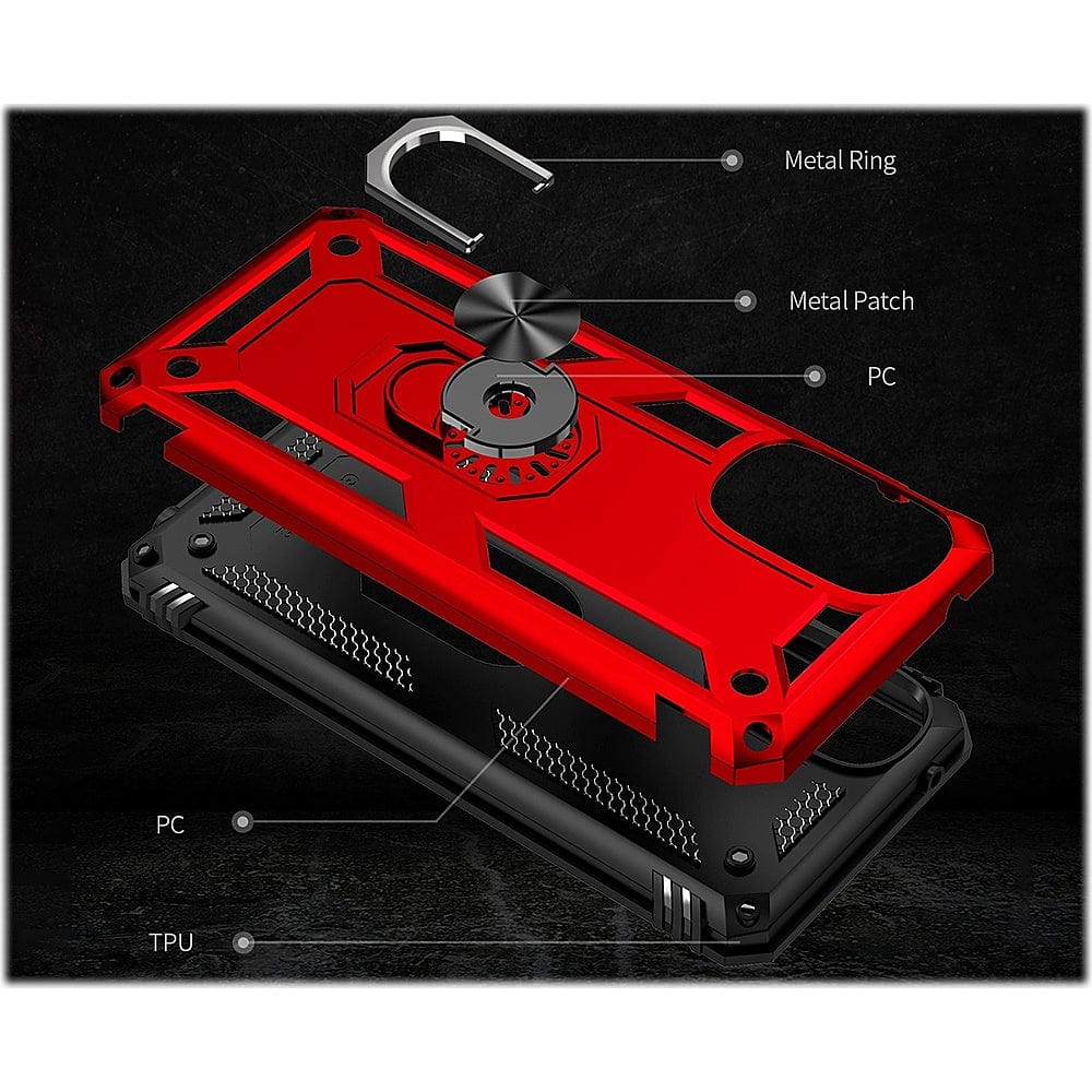 Military Kickstand with Belt Clip Case for Motorola Moto G 5G (2022) - Red