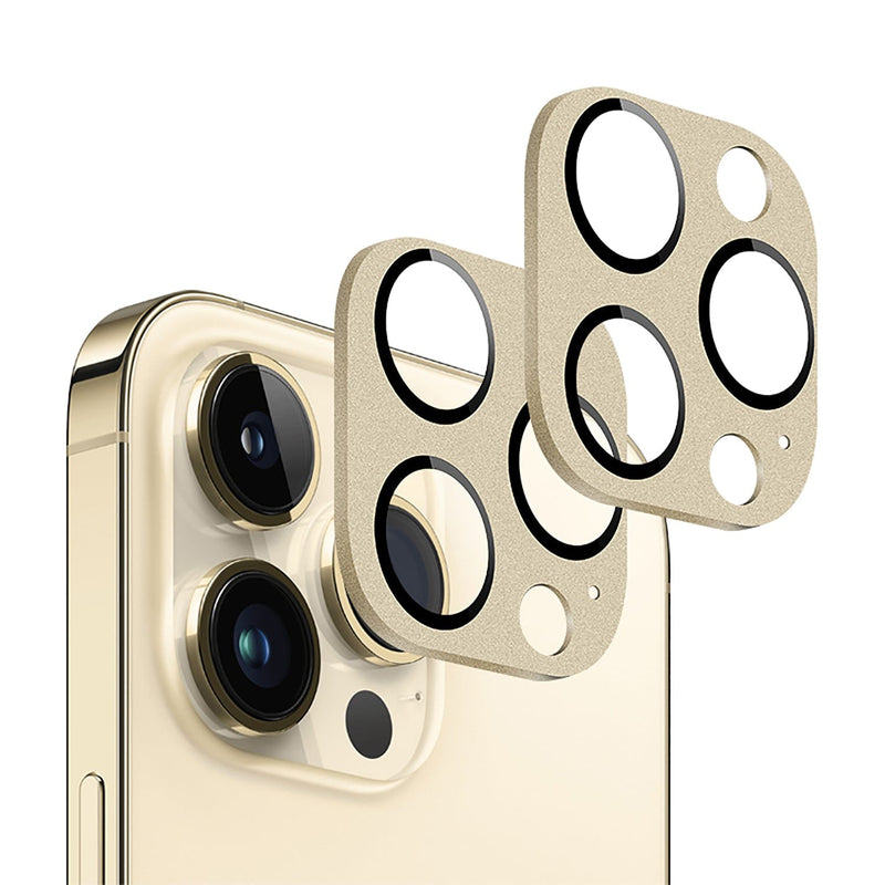 ZeroDamage HD Flexible Glass Camera Lens Protector for Apple iPhone 14 Pro/Pro Max (2-Pack) - Gold