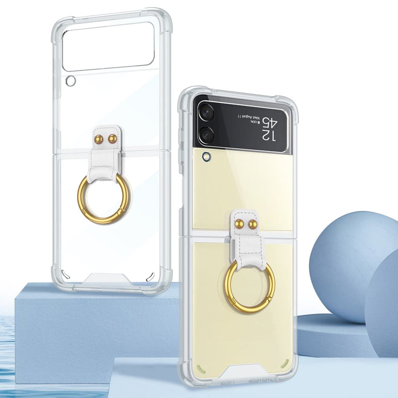 Hybrid-Flex Hard Shell with Ring Case for Samsung Galaxy Z Flip4 - Clear