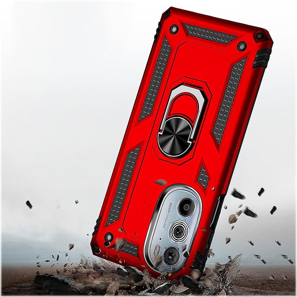 Military Kickstand Series Case with Belt Clip for Motorola Edge+ (2022) - Red