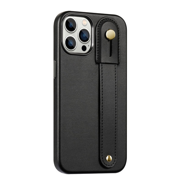 FingerGrip Series Case Leather with Magsafe for Apple iPhone 14 Pro - Black
