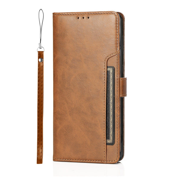 Folio Leather Wallet Case for Galaxy S22 - Brown