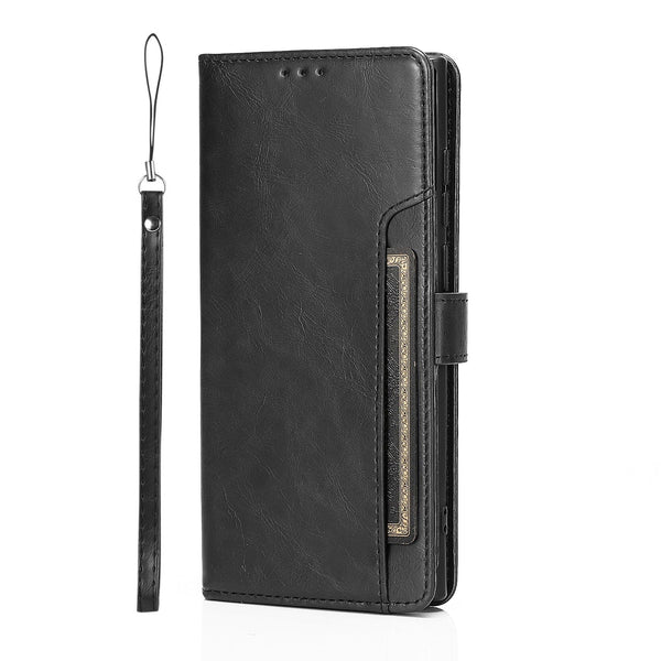 Folio Leather Wallet Case for Galaxy S22 Ultra  - Black