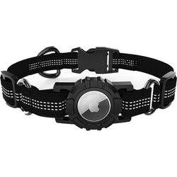 Adjustable Nylon Collar Case for Apple AirTag (Medium Dogs) - Black