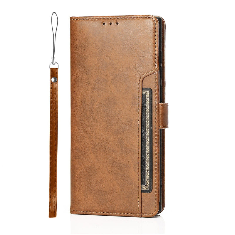Folio Leather Wallet Case for Galaxy S22 Ultra - Brown