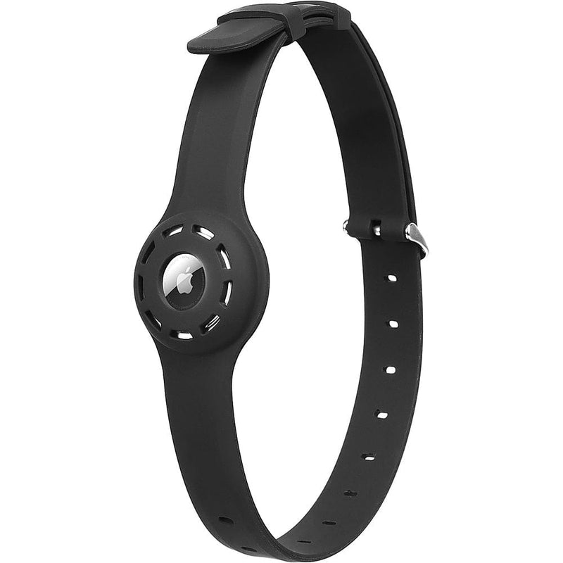 Adjustable Silicone Dog Collar for Apple AirTag (Large Dogs) - Black