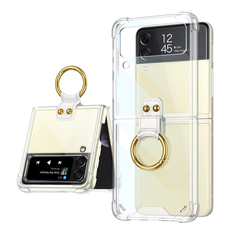 Hybrid-Flex Hard Shell with Ring Case for Samsung Galaxy Z Flip4 - Clear