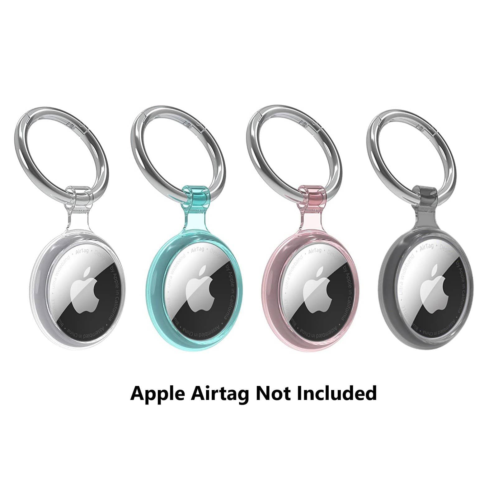 SaharaCase - Hybrid Flex Case for Apple AirTag (4-Pack) - Black/Clear/Teal/Pink