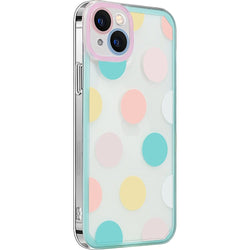 PolkaDot Hybrid-Flex Hard Shell Case for Apple iPhone 14 Plus - Clear/Pink/Teal