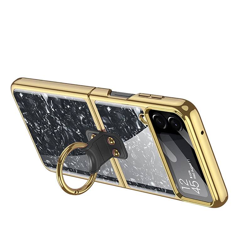 Marble with Ring Case for Samsung Galaxy Z Flip4 - Black