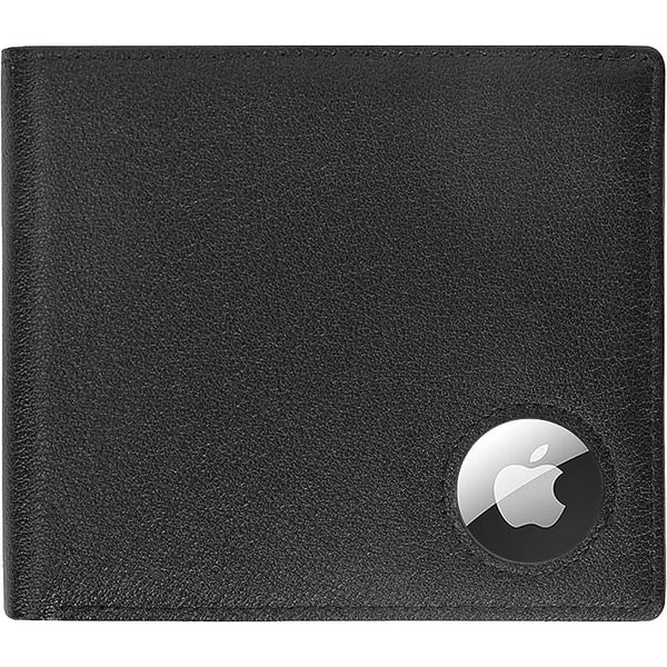 Genuine Leather Wallet Case for Apple AirTag - Black