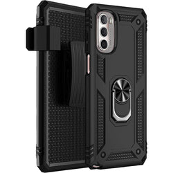 Military Kickstand Series Case with Belt Clip for Motorola Moto G Stylus 5G (2022) - Black
