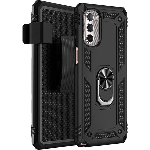 Military Kickstand Series Case with Belt Clip for Motorola Moto G Stylus 5G (2022) - Black