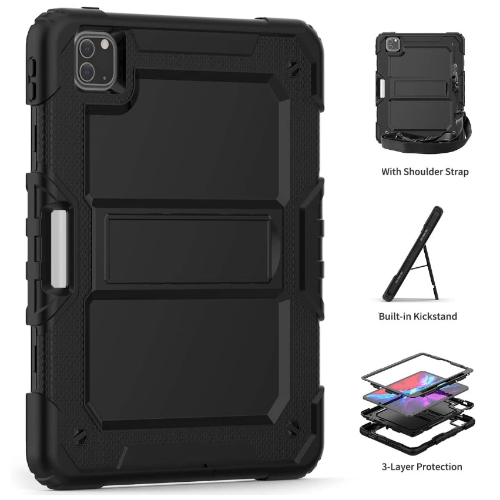 SaharaCase - Heavy Duty Series Case with Built-in Screen Protector - iPad Pro 12.9" (2020) - Scorpion Black - Sahara Case LLC