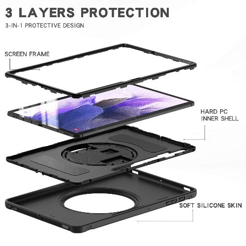 Protection Hand Strap Case for Samsung Galaxy Tab S7 FE (2021) - Black
