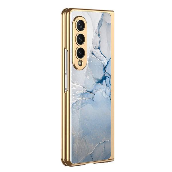 Marble Series Case for Samsung Galaxy Z Fold4 - Blue/Gold