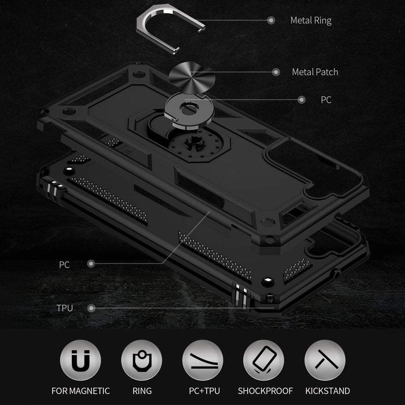 Military Kickstand Series Case with Belt Clip for Galaxy S22 - Black