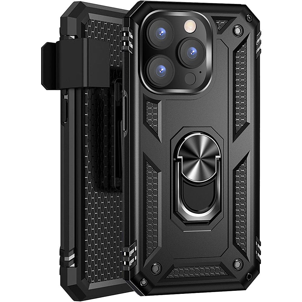 Military Kickstand Series Case with Belt Clip for Apple iPhone 14 Pro Max - Black