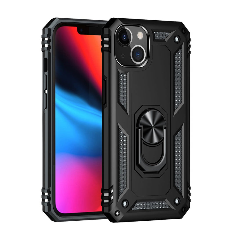 Black Apple iPhone 13 & iPhone 14 Case - Kickstand Series with Belt Clip