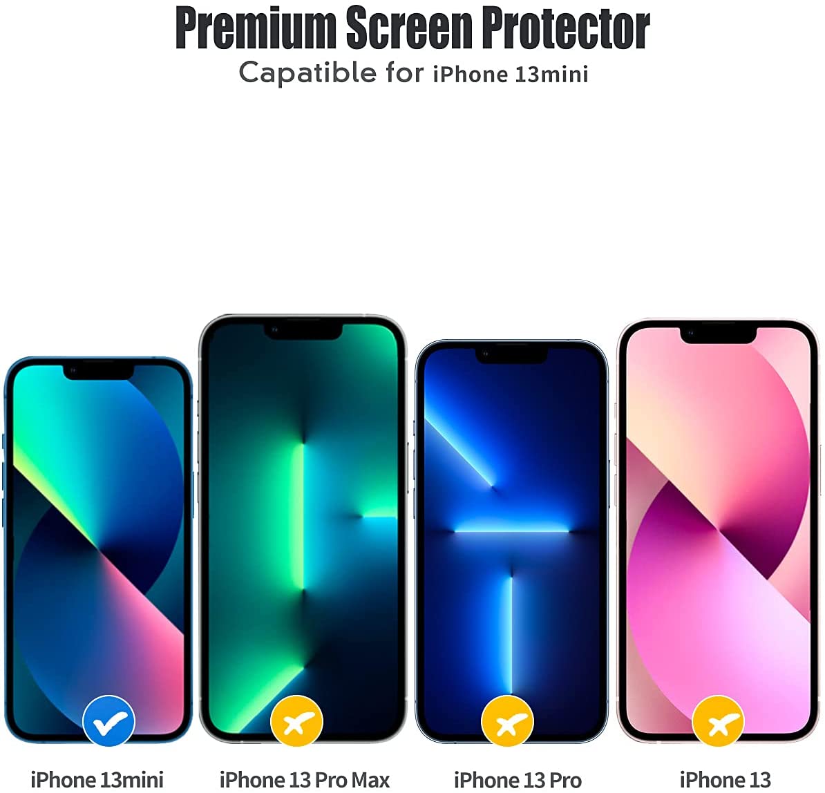 ZeroDamage Apple iPhone 13 Mini 5.4" Tempered Glass Screen Protector - 2 Pack