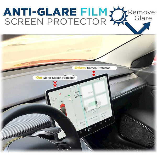 ZeroDamage Ultra Strong Tempered Glass Screen Protector for Tesla Model 3 and Model Y - Matte Clear