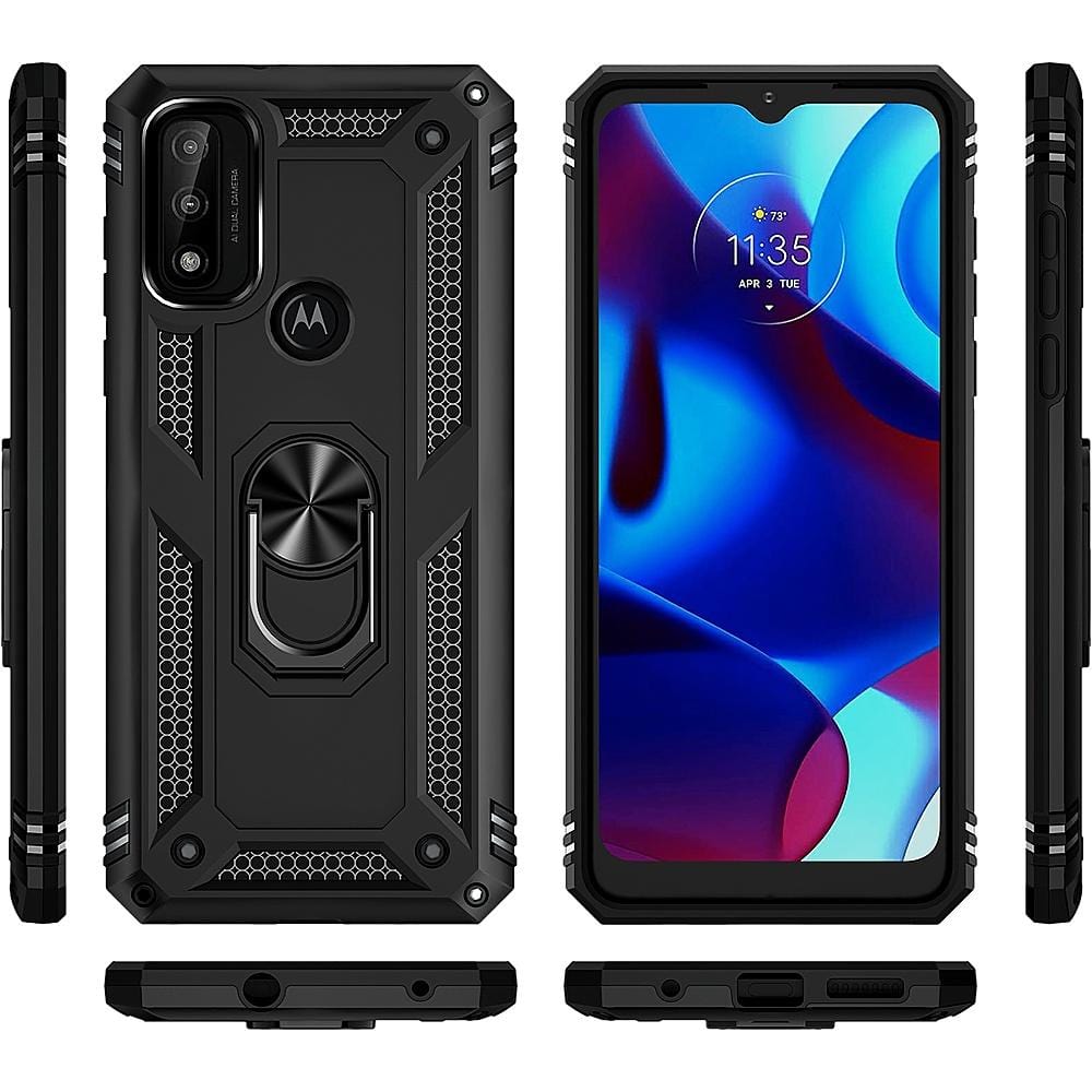 Military Kickstand Series Case for Motorola Moto G Pure, G Power 2022, and G Play 2023 - Black