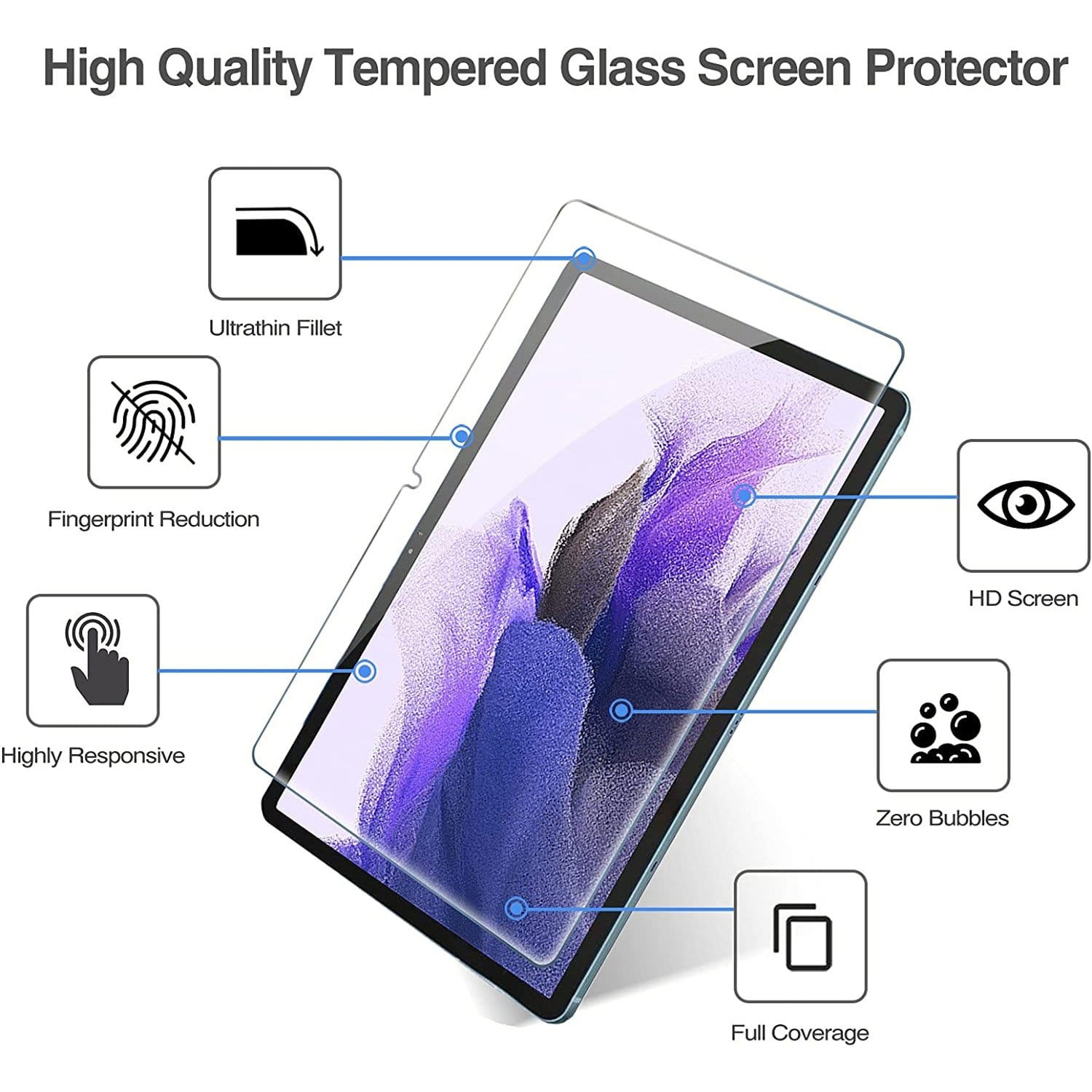 ZeroDamage Tempered Glass Screen Protector for Samsung Galaxy Tab S7 FE - Clear