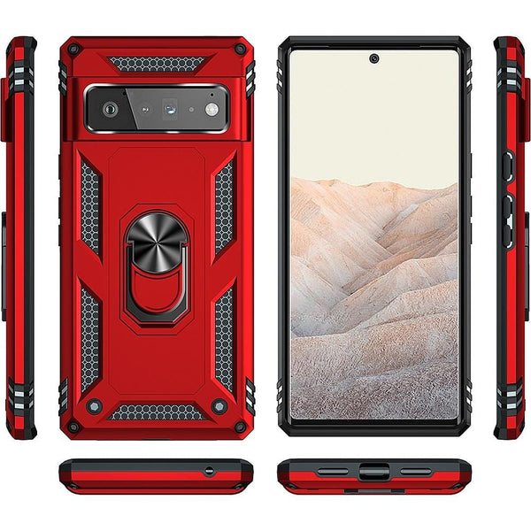 SaharaCase - Kickstand with Belt Clip Case for Google Pixel 6 Pro - Red