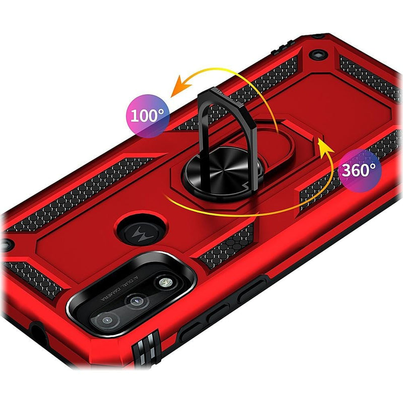 Military Kickstand Series Case for Motorola Moto G Pure, G Power 2022, and G Play 2023 - Red