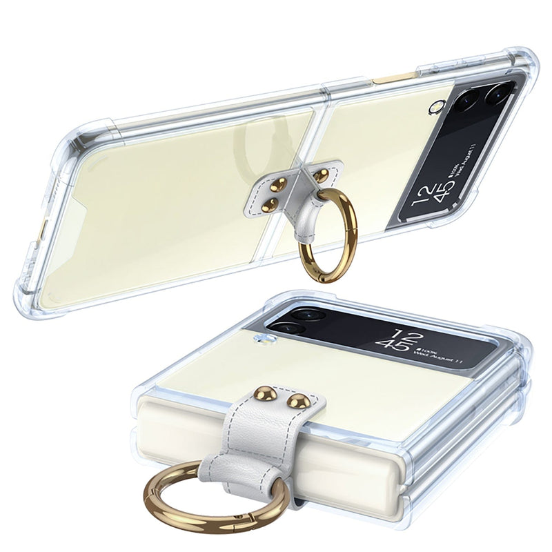 Hybrid-Flex Hard Shell with Ring Case for Samsung Galaxy Z Flip4 - Clear