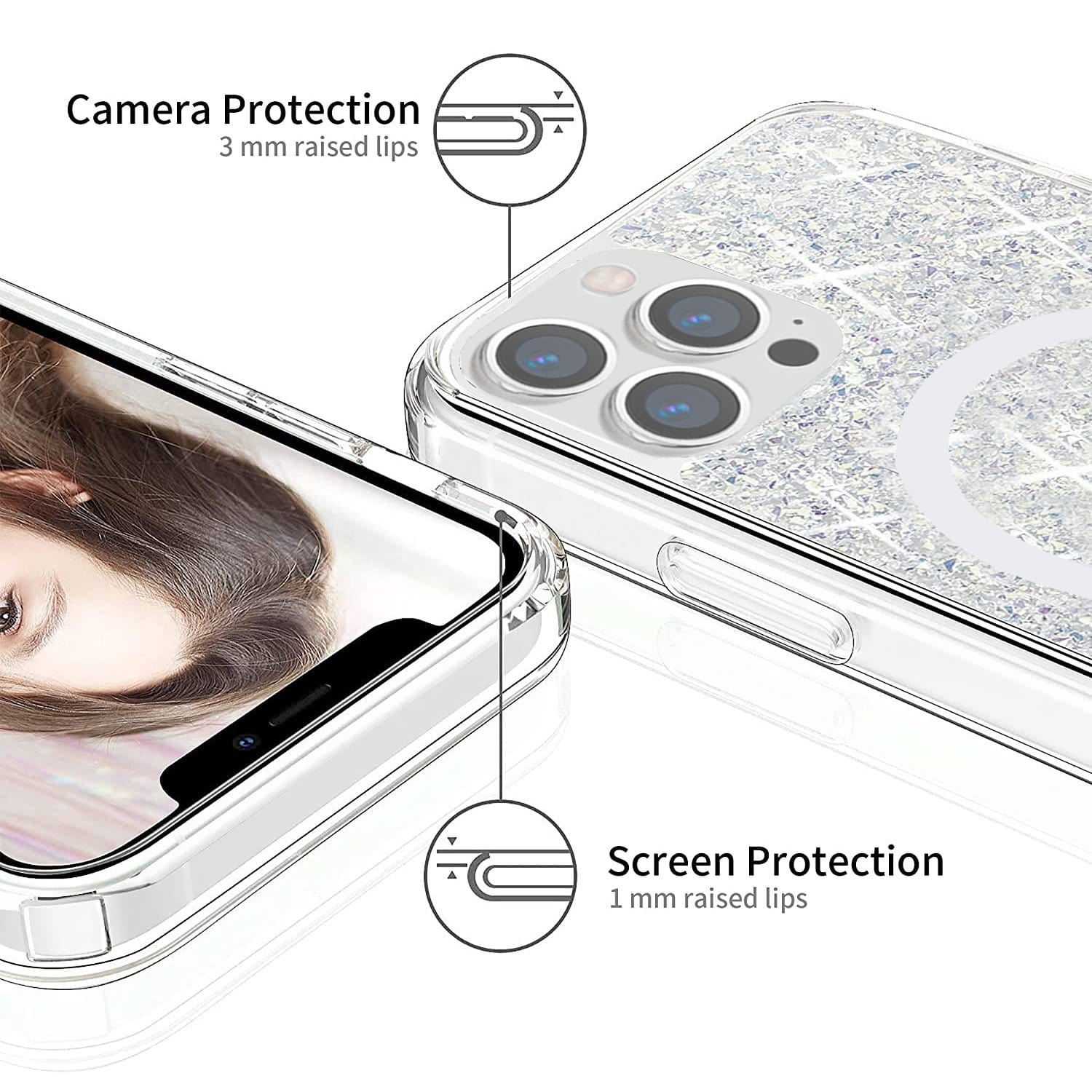 Saharacase Sparkle Case With Magsafe For Apple Iphone 13 Pro Max Clear  Silver (cp00165) : Target