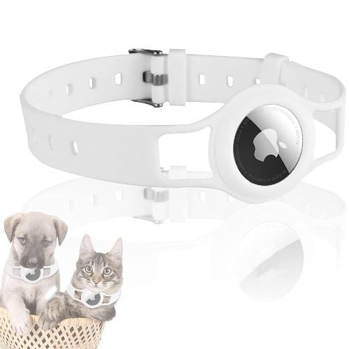 Silicone Dog Collar for Apple AirTag - White