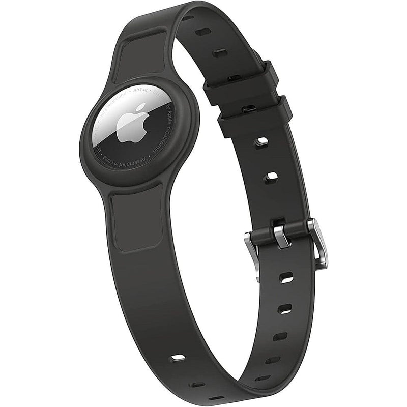 Adjustable Silicone Dog Collar for Apple AirTag (Small and Medium Dogs) (2-Pack) - Black