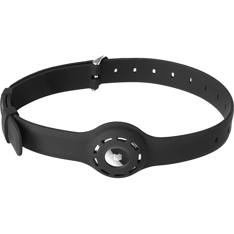 Adjustable Silicone Dog Collar for Apple AirTag (Large Dogs) (2-Pack) - Black