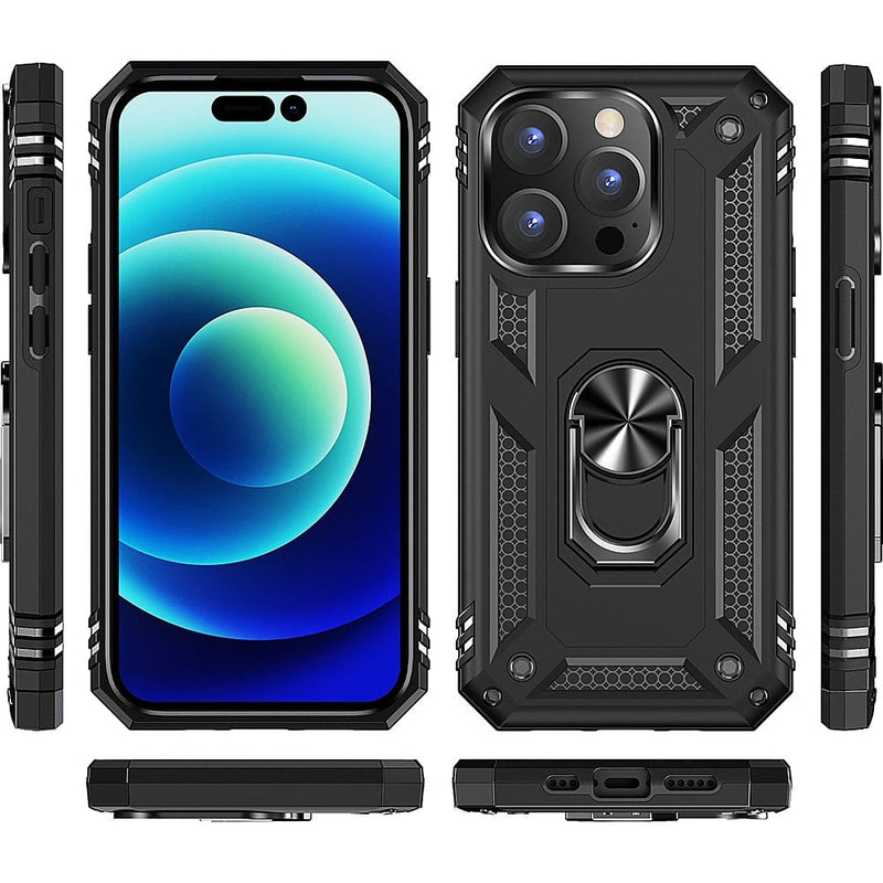 Military Kickstand Series Case with Belt Clip for Apple iPhone 14 Pro - Black