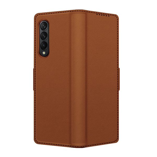 Leather Folio Wallet Case for Samsung Galaxy Z Fold4 - Brown