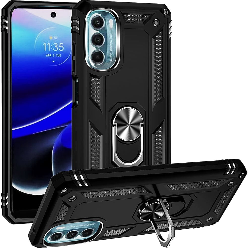 Military Kickstand with Belt Clip Case for Motorola Moto G 5G (2022) - Black