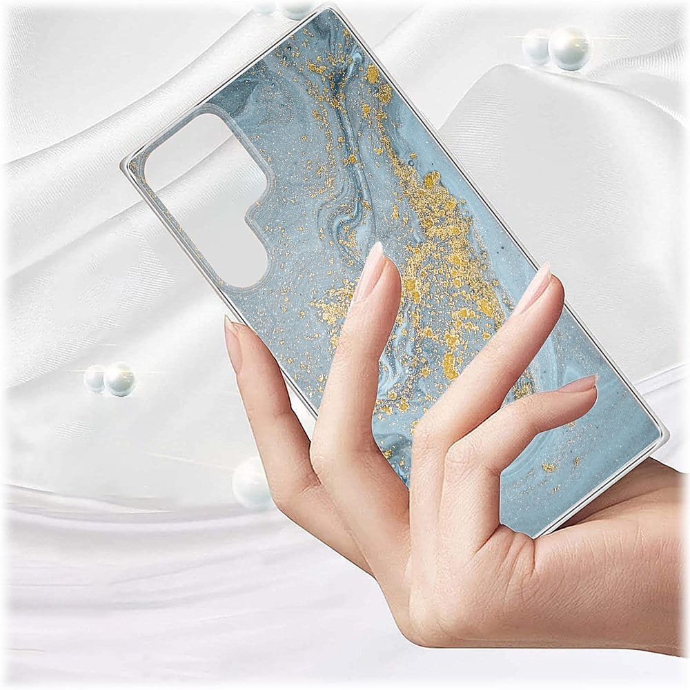 Marble Series Case for Samsung Galaxy S23 Ultra - Blue/Gold