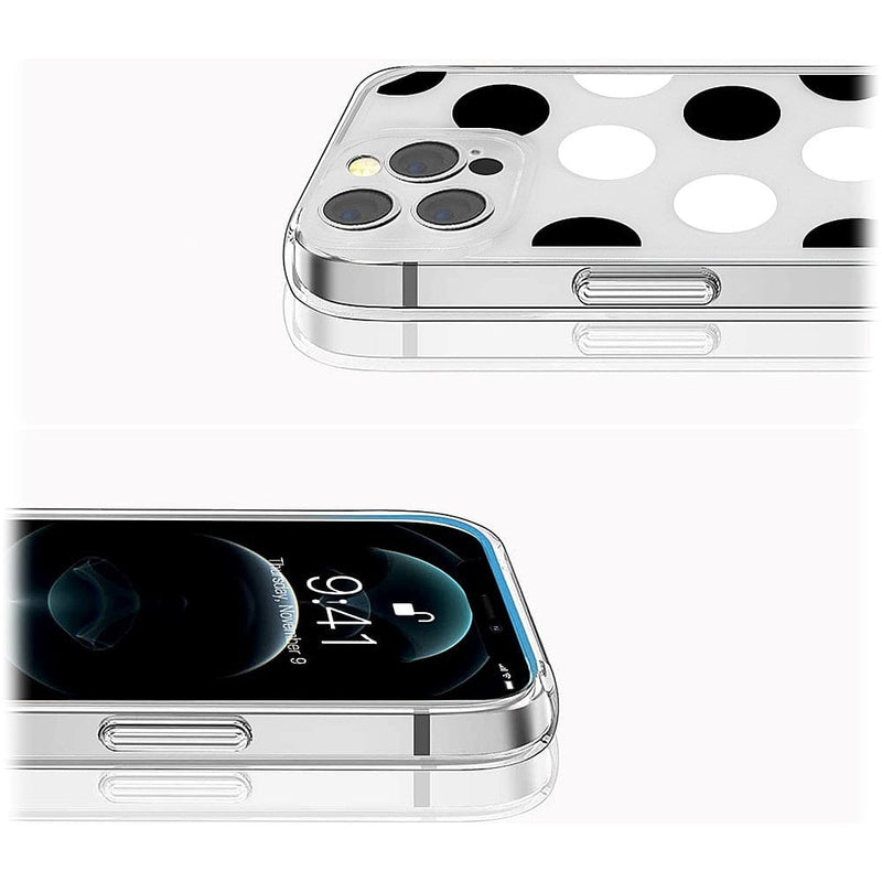 PolkaDot Hybrid-Flex Hard Shell Case for Apple iPhone 14 Pro Max - Clear/Black/White