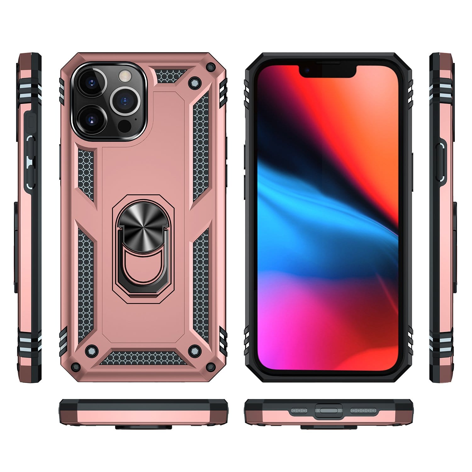 Rose Gold Apple iPhone 13 Pro Max Case - Kickstand Series with Belt Clip