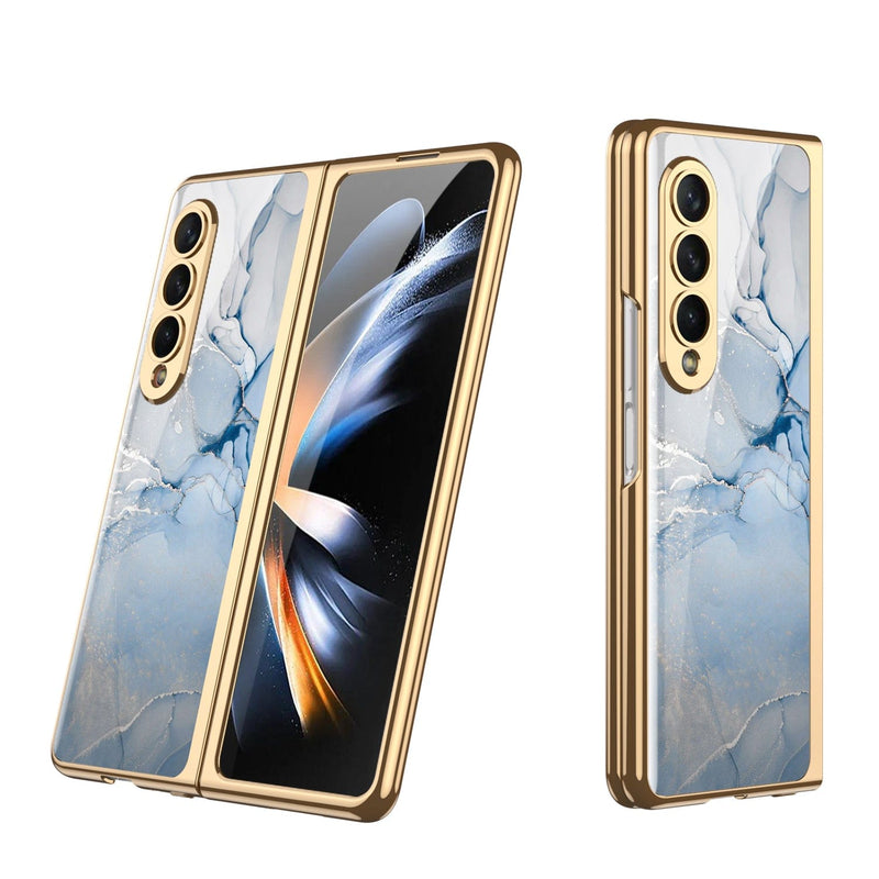 Marble Series Case for Samsung Galaxy Z Fold4 - Blue/Gold