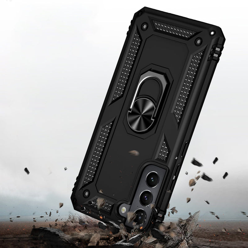 Military Kickstand Series Case with Belt Clip for Galaxy S22 - Black