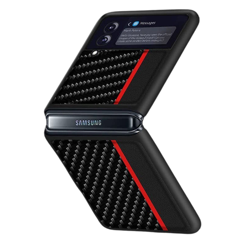 Hard Shell Silicone Series Case for Samsung Galaxy Z Flip 3 5G (Flip3) - Black/Carbon Fiber