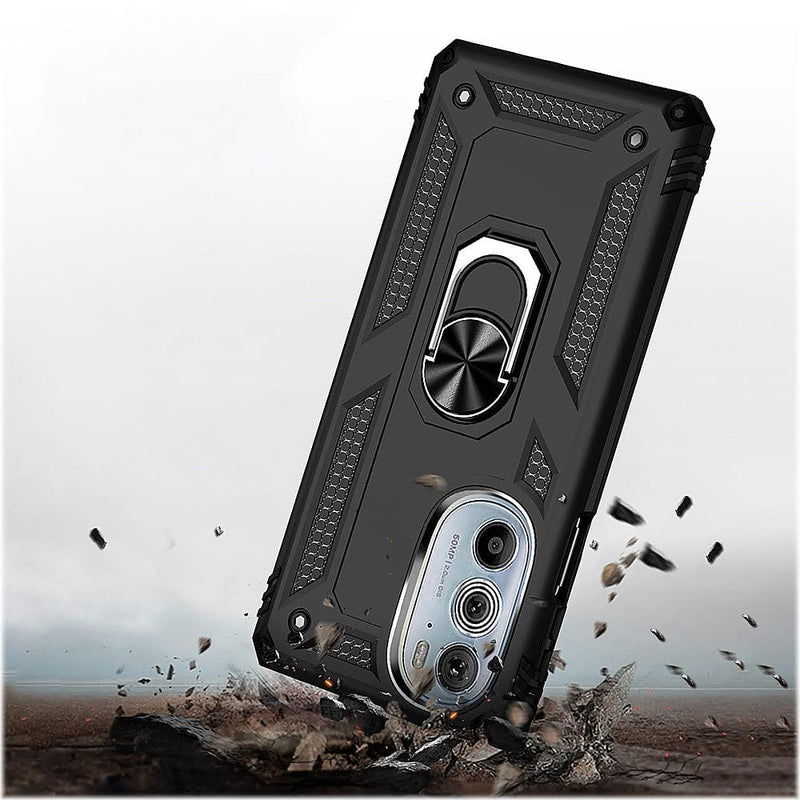 Military Kickstand Series Case with Belt Clip for Motorola Edge+ (2022) - Black
