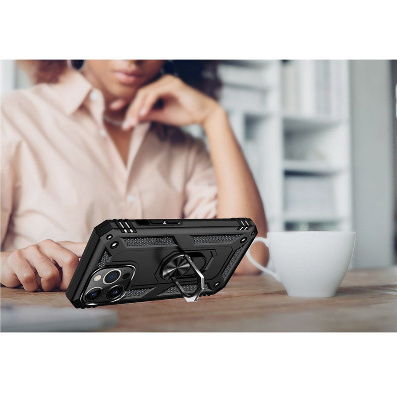 Black Apple iPhone 13 Pro Case - Kickstand Series with Belt Clip