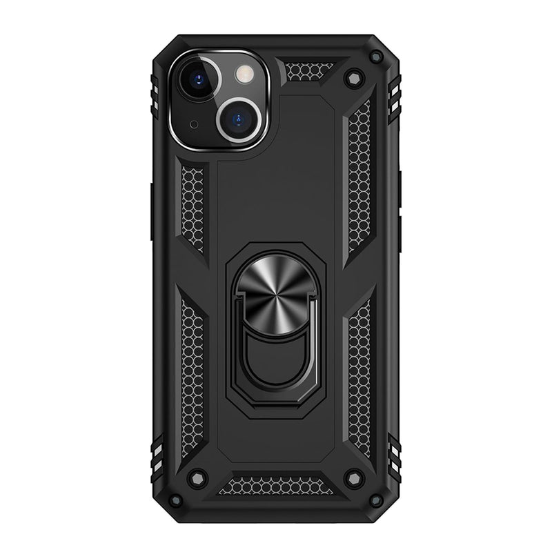 Black Apple iPhone 13 & iPhone 14 Case - Kickstand Series with Belt Clip