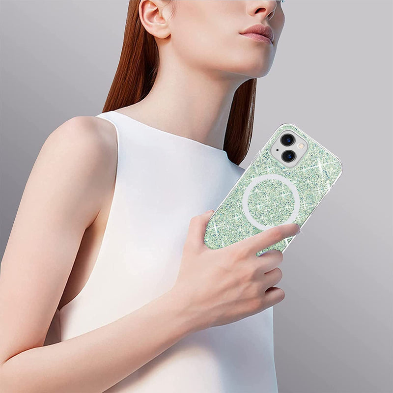 Sparkle Case with MagSafe for iPhone 13 & iPhone 14 - Clear, Teal, Green